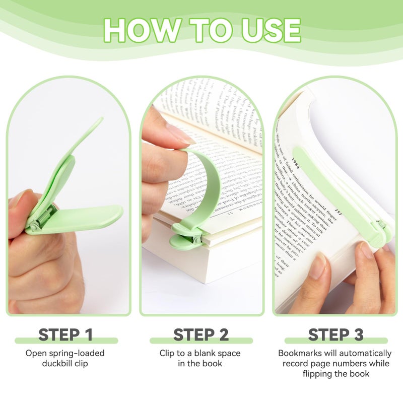 PICcircuit 6 PCS Automatic Bookmark  Smart Bookmarks for Women Men Book Accessories Silicone Book Mark Bible Book Markers Book Marks for Reading Book Lovers Gifts Bookish Gifts Birthday Party Favors for Kids  C - Image 2